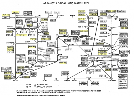 Всемирная паутина в 1973 году выглядела проще, есть карта