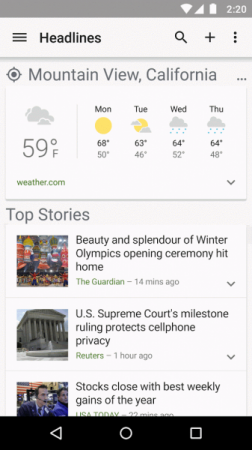 Google добавила новости в приложение News & Weather для iOS и Android