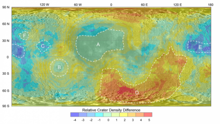 Составлена карта плотности лунных кратеров